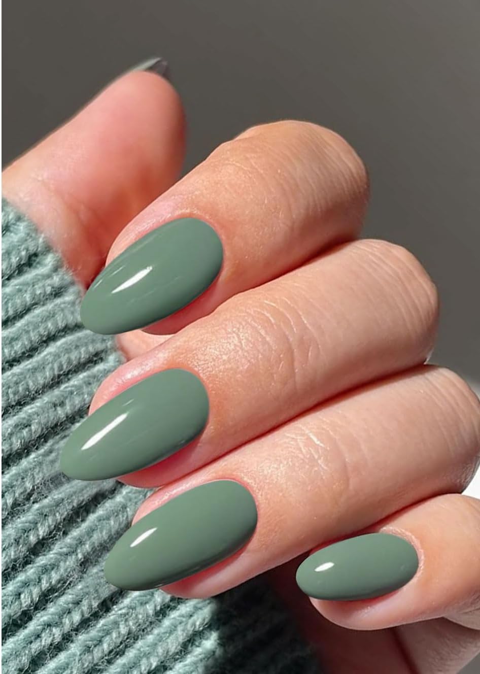 JMEOWIO Semi Cured Gel Strips Nail Art Sticker Wrap Grey Green