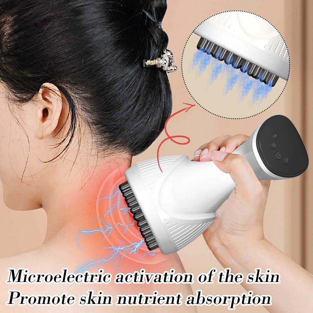 Raspador eléctrico, Cepillo Eléctrico de Meridianos, Masajeador Portátil de Meridianos Corporales, Masaje de Hombro, Cuello y Cuerpo Gua Sha, Vibración, Calor y Relajación Muscular