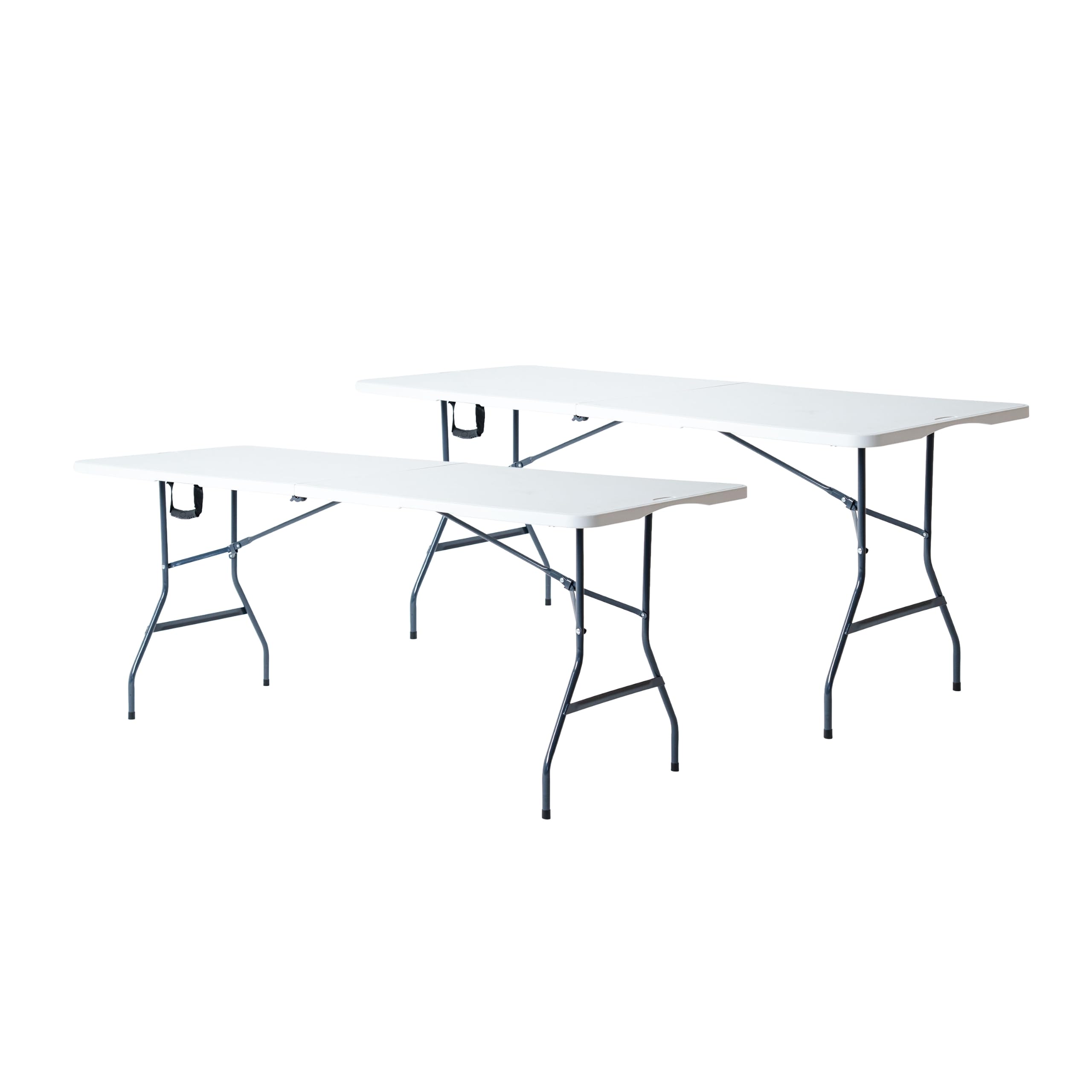 LOOMBER Set de 2 Mesas Plegables Tipo Portafolio 1.80 m | Mesas de Plástico Resistentes y Portátiles | Ideal para Jardín, Eventos, Fiestas, Interior y Exterior
