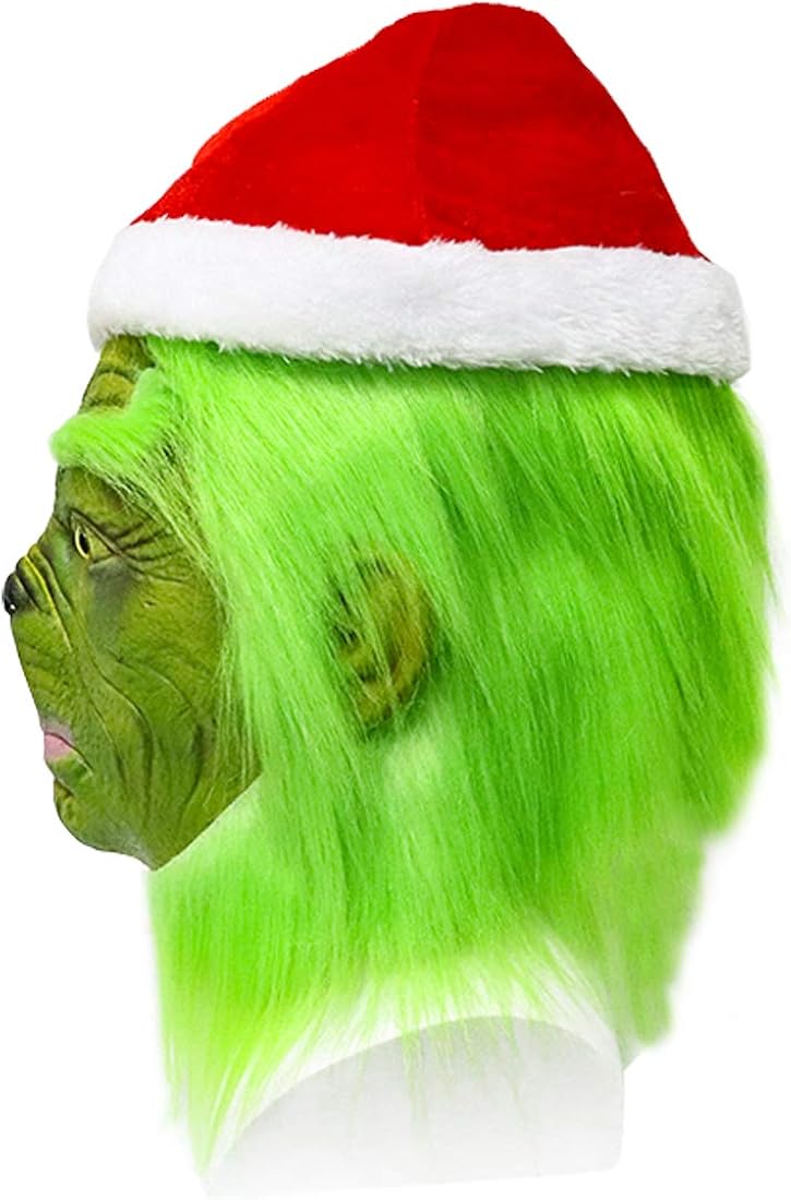 Christmas Mask with Red Hat Green Monster Halloween Christmas Party Cosplay Costume for Men Women (MASK) : Clothing, Shoes & Jewelry