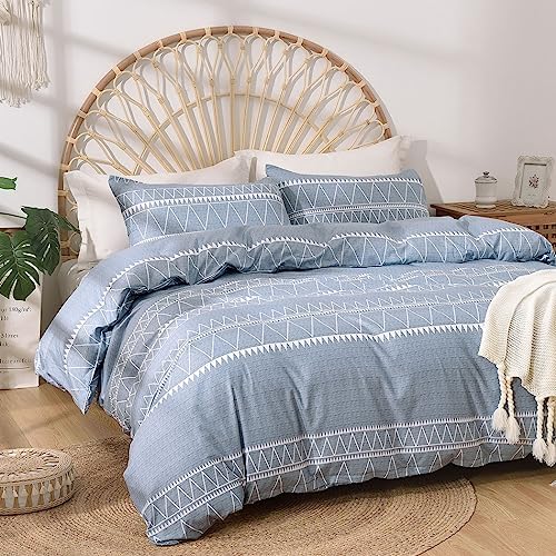 Tokokimo Dekbedovertrek voor 90 bedden, 100% microvezel, Boheems, 150 x 220 cm en 1 kussensloop 50 x 75 cm (grijs, 2 stuks