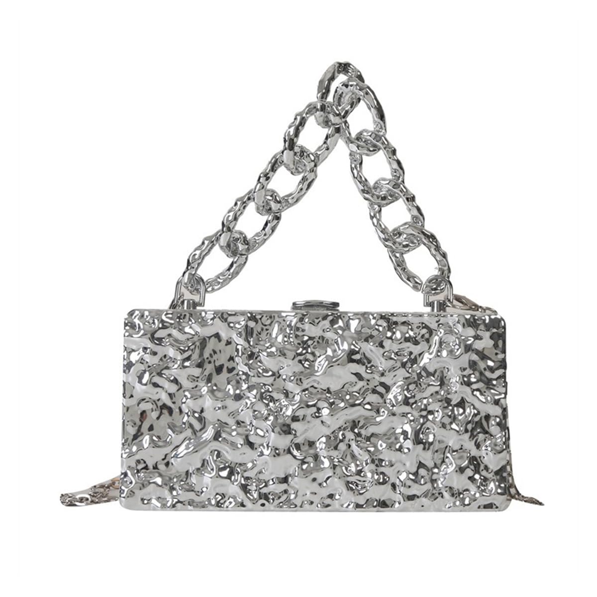 RomanticDesign Women Acrylic Box Clutch Purse Sparkly Silver Embossed Evening Handbag for Party Banquet Cocktail