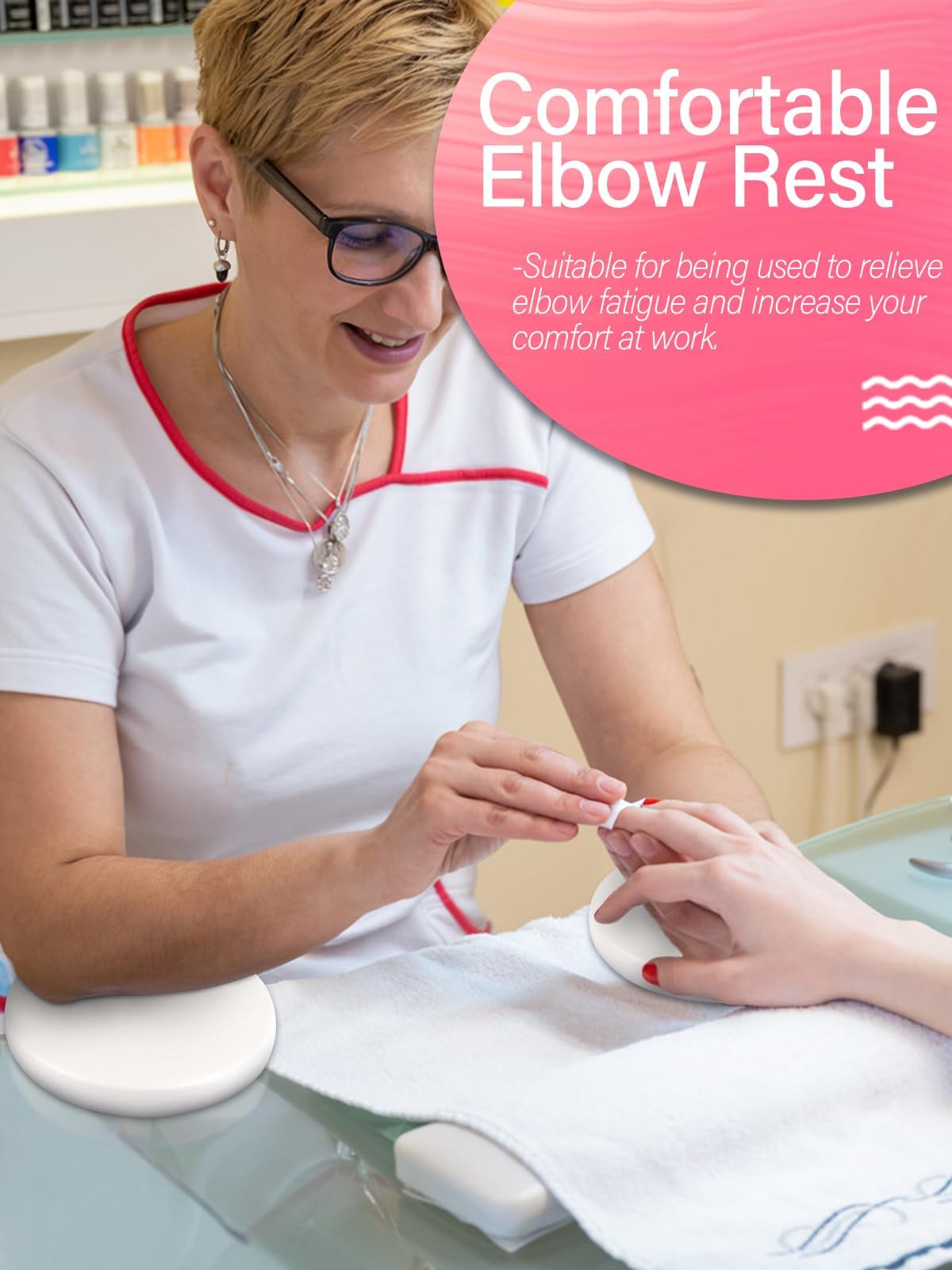 TOROKOM 2 ergonomiczne podkładki pod łokcie do biurka z antypoślizgową podstawą, podkładki pod nadgarstki do biura, komputer (biały)