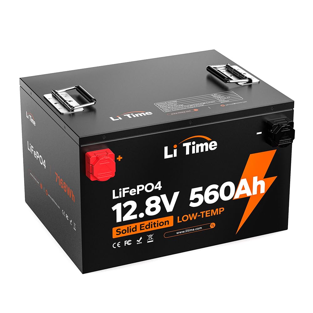 Litime 12V 560Ah Low-Temp Protection LiFePO4 Battery Built-in 250A BMS, Max 7168Wh Energy, Lithium Iron Phosphate Battery Perfect for Solar System, RV, Off Grid, Home Energy Storage