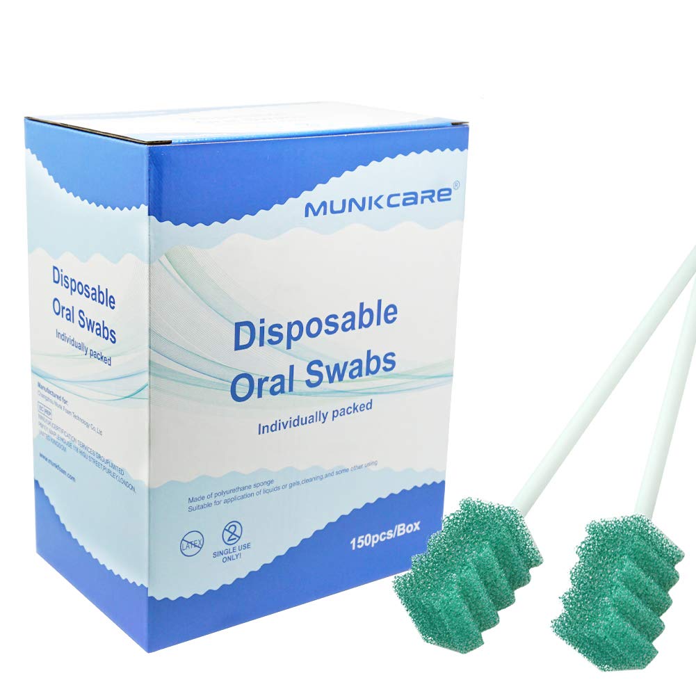 Disposable Dentifrice Treated Oral Care Sponge Swabs, Individual Wrapped 150 Counts (Dark Green) Disposable Dentifrice Treated Oral Care Sponge Swabs, Individual Wrapped 150 Counts (Dark Green)