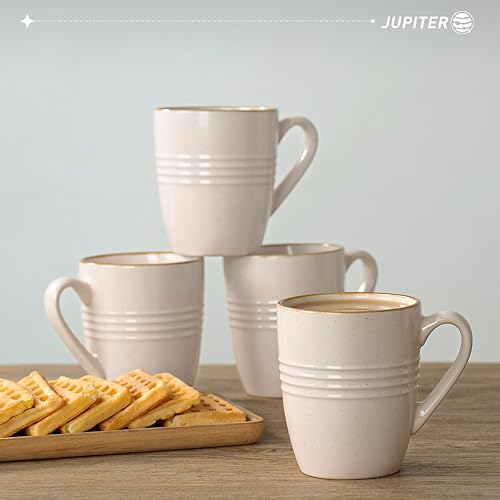 Miniatura 26 de famiware Juego de 4 tazas de café, 13 onzas, tazas de gres para café con leche, té caliente, moca, cacao, capuchino, microondas y lavavajillas