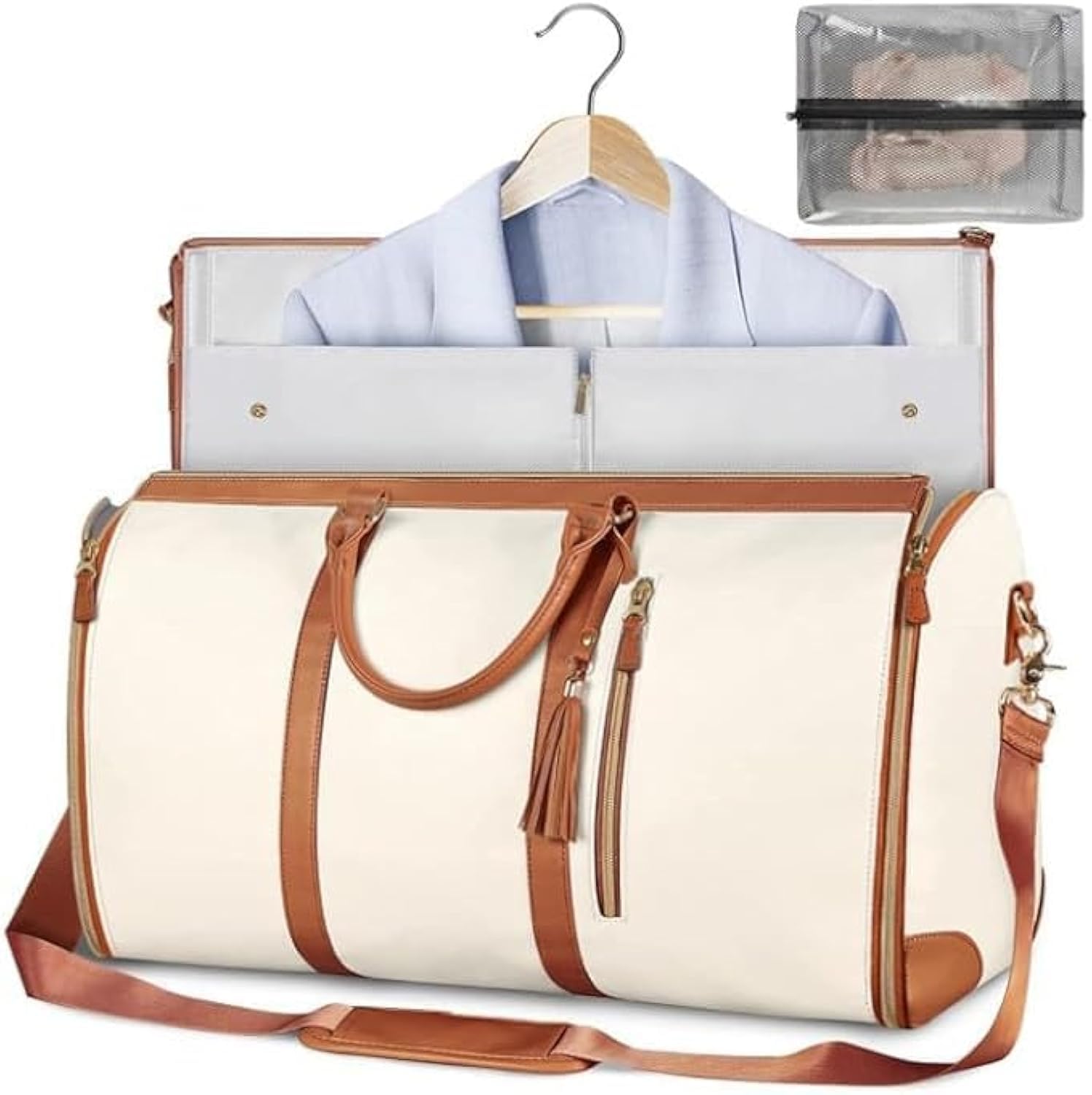 Bolsa De Ropa para Viajes, Bolsa De Viaje Plegable, Foldable Clothing Travel Bag,Garment Bags for Clothes Travel,Portatrajes Plegable para Viajes,High Capacity Folding Suit Luggag (Beige)