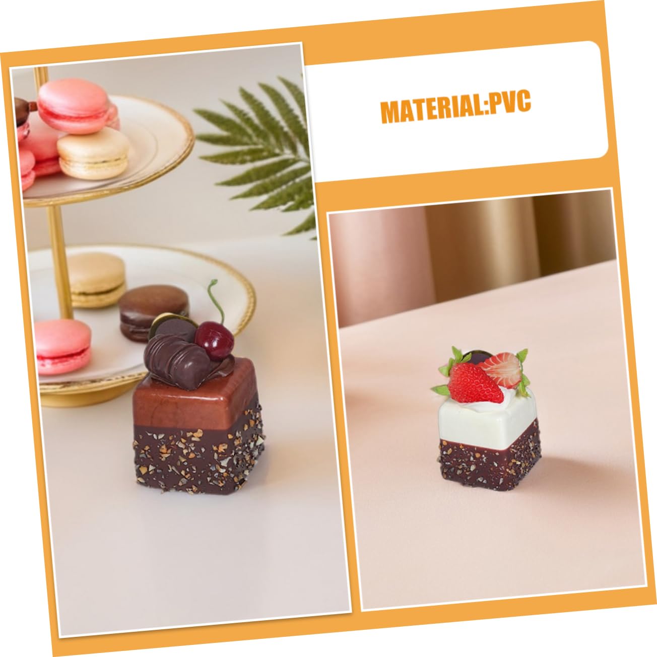 BESTYASH 8pezzi Torta Artificiale Francese alle Fragole Riproduzione di Torta Simulata Realistica Cibo Finto per Decorazioni Domestiche Oggetti di Scena per Fotografia Esposizione in Cucina