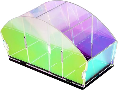 Organizador de control remoto de TV, acrílico, 4 compartimentos, cepillo de maquillaje y soporte para lápices para aire acondicionado, BluRay,