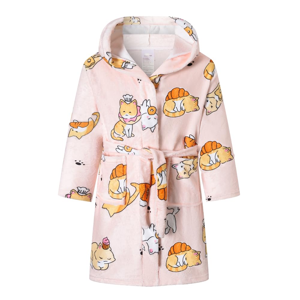 SRVNFBKT Boys Girls Bathrobes, Kids Hooded Bathrobes Plush Soft Flannel Robes Sleepwear Gift for Boys Girls