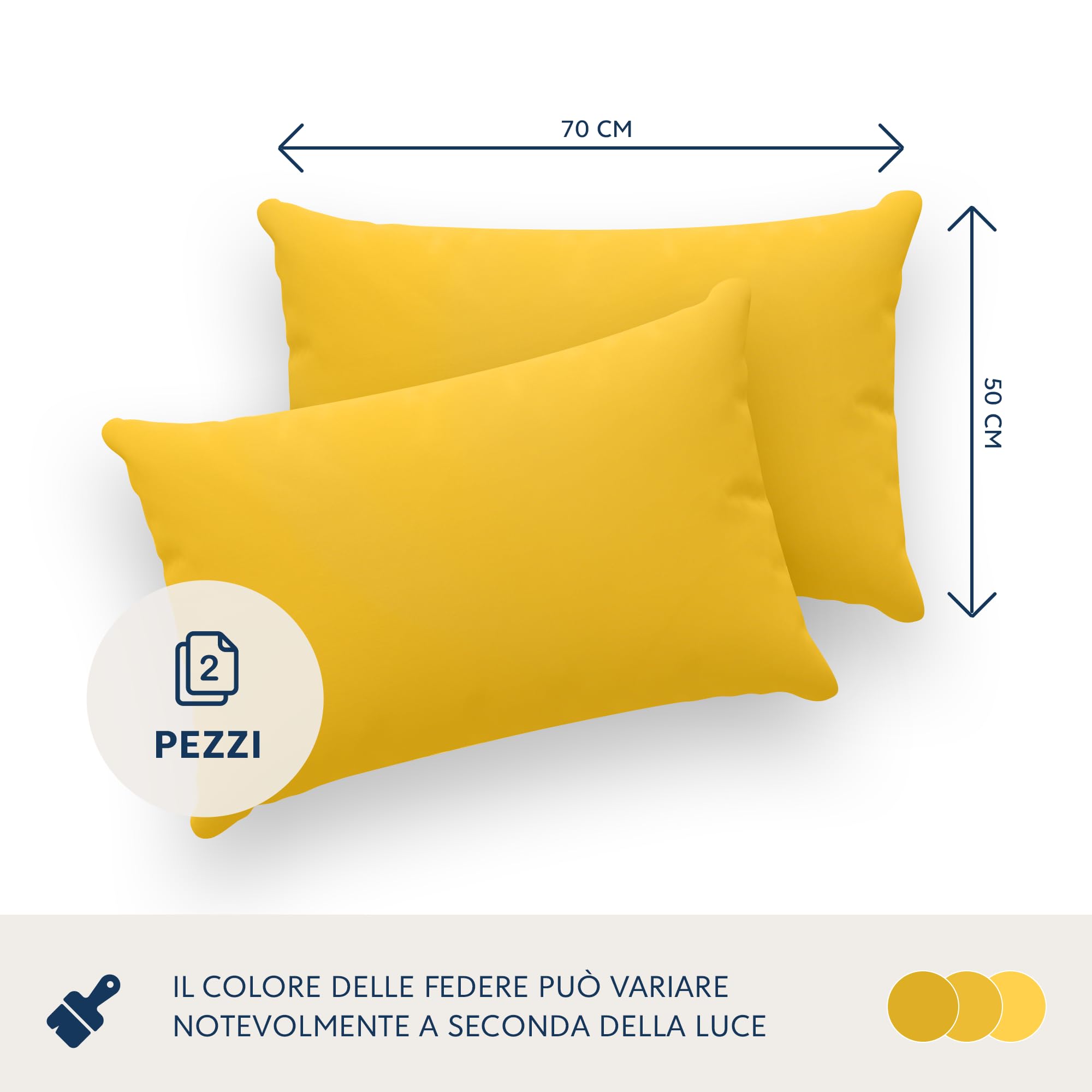 Dreamzie Federe Cuscini 50x70 (Set di 2) - Giallo - Federe Cuscino 50x70 cm - 100% Jersey di Cotone - Federa da Cuscino - Copri Cuscino per Letto - Fodera Protezione per Cuscino