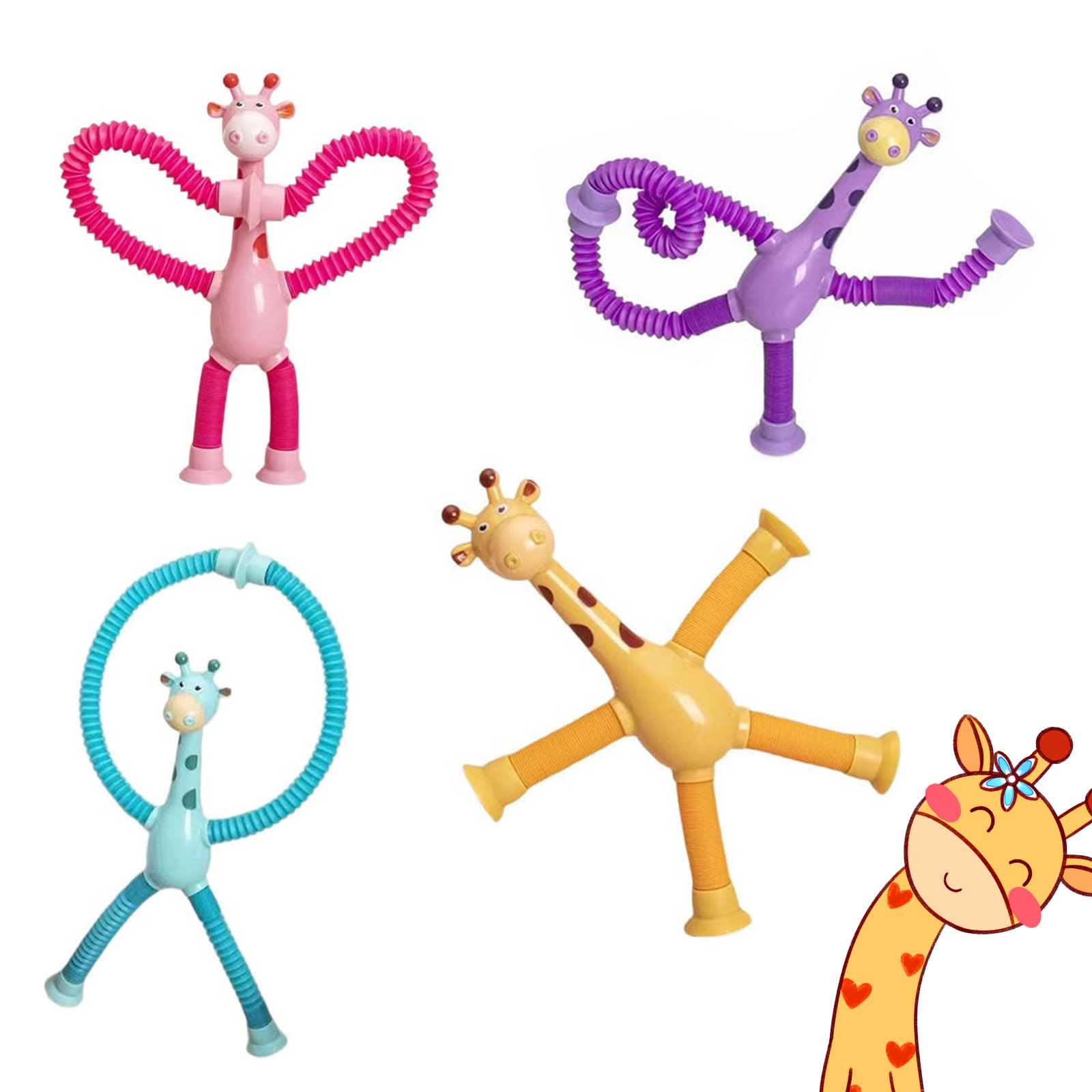 Telescopic Suction Cup Giraffe Toy - Ever-Changing Giraffe Telescopic Tube Suction Cup Toys, Giraffe Educational Stress Relief Toy For Kids And Adults