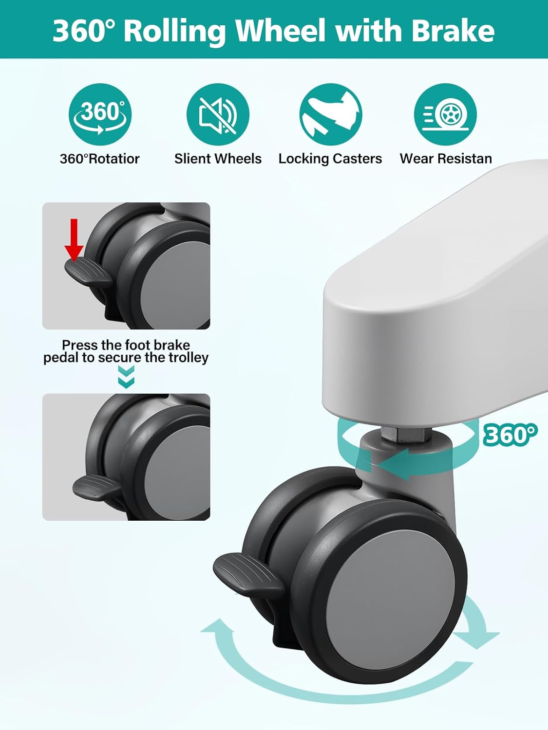 Kalolary Medical Trolley Cart with Monitor Mount, Medical Mobile Workstation Trolley Cart with Oral Scanner Holder Height-Adjustable Dental Clinic Carts on Wheels Rolling Lab Cart for Hospital Dental