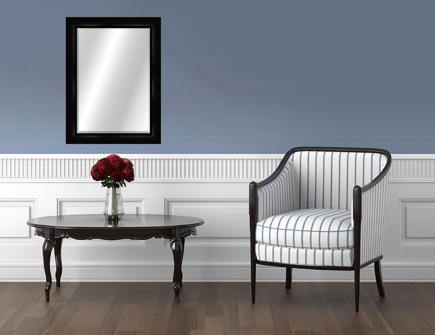 Craig Frames Black Wall Mirror for Bathroom, Living Room, Vanity, Horizontal or Vertical Wall Hanging, 22x28 Inch