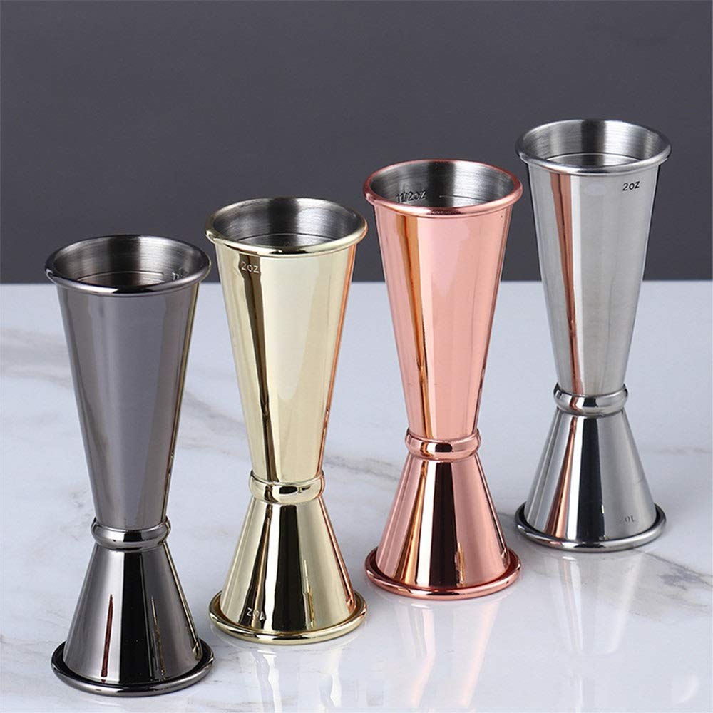 Tasse à mesurer à Double tête en Acier Inoxydable Tasse à Once avec écailles intérieure et extérieure Bar Verre à Cocktail (Couleur : A) (D)