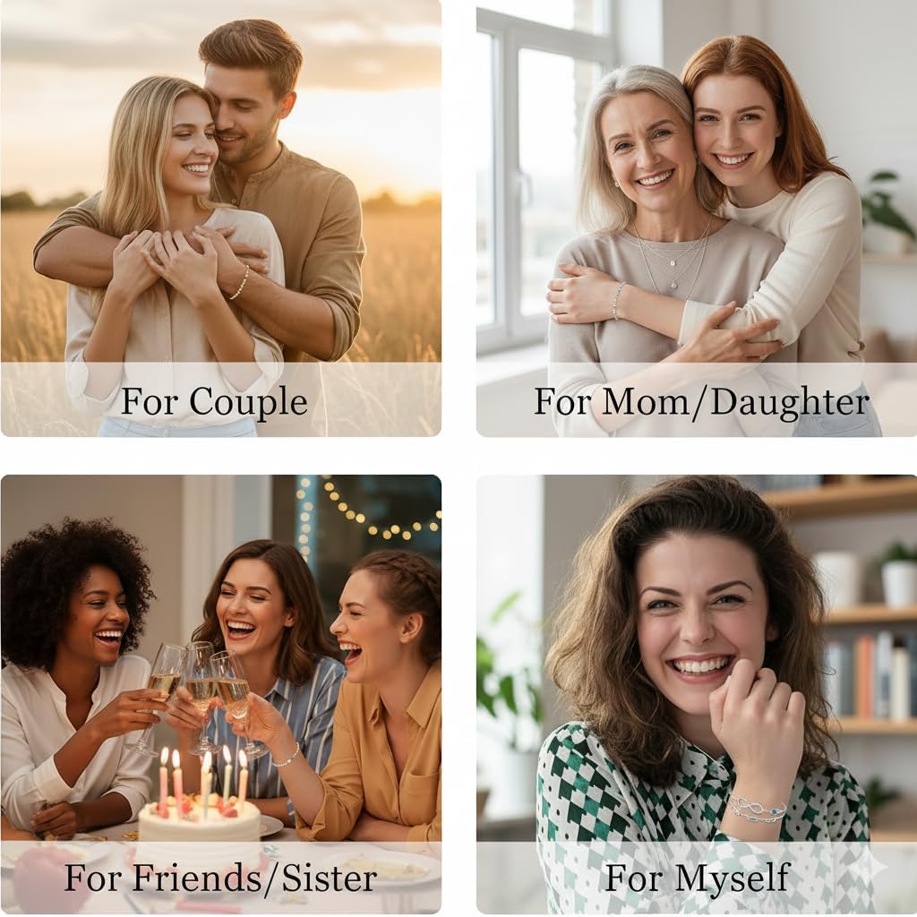 Personalized Bracelet Infinity Heart Birthstone Name Bracelet 925 Sterling Silver Adjustable Mother's Day Gift Anniversary Birthday Jewelry for Grandma Girlfriend Custom Jewelry With Name - Image 6