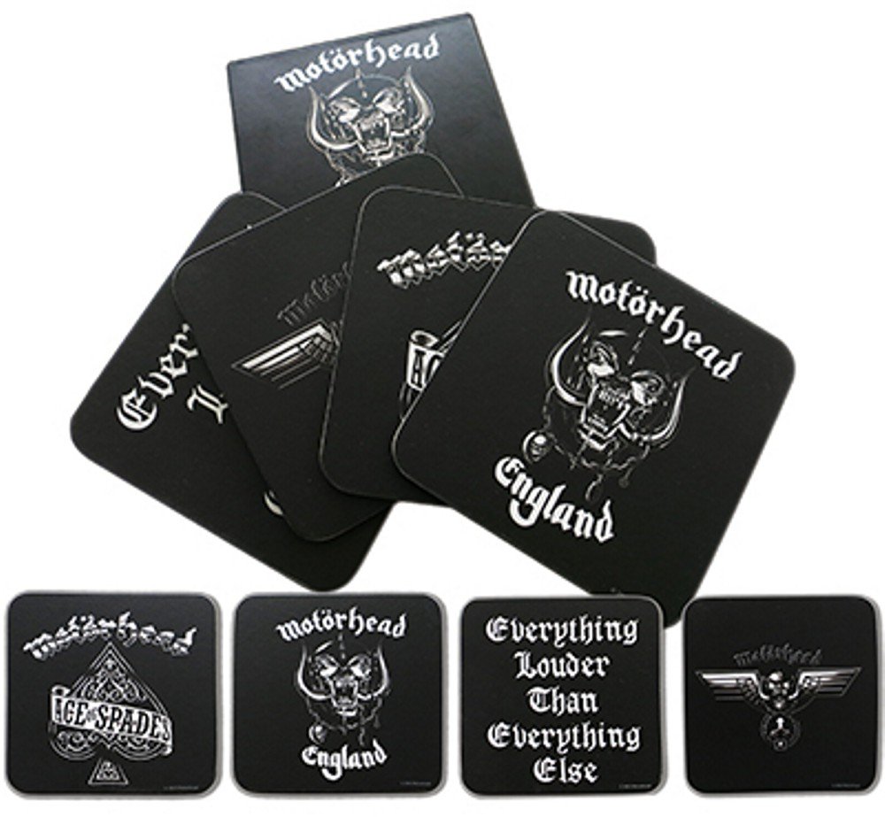 Motörhead Set 4 Sottobicchieri Ufficiali Rock Band - Best Of Motörhead, Stampa Di Qualità, 10x10cm
