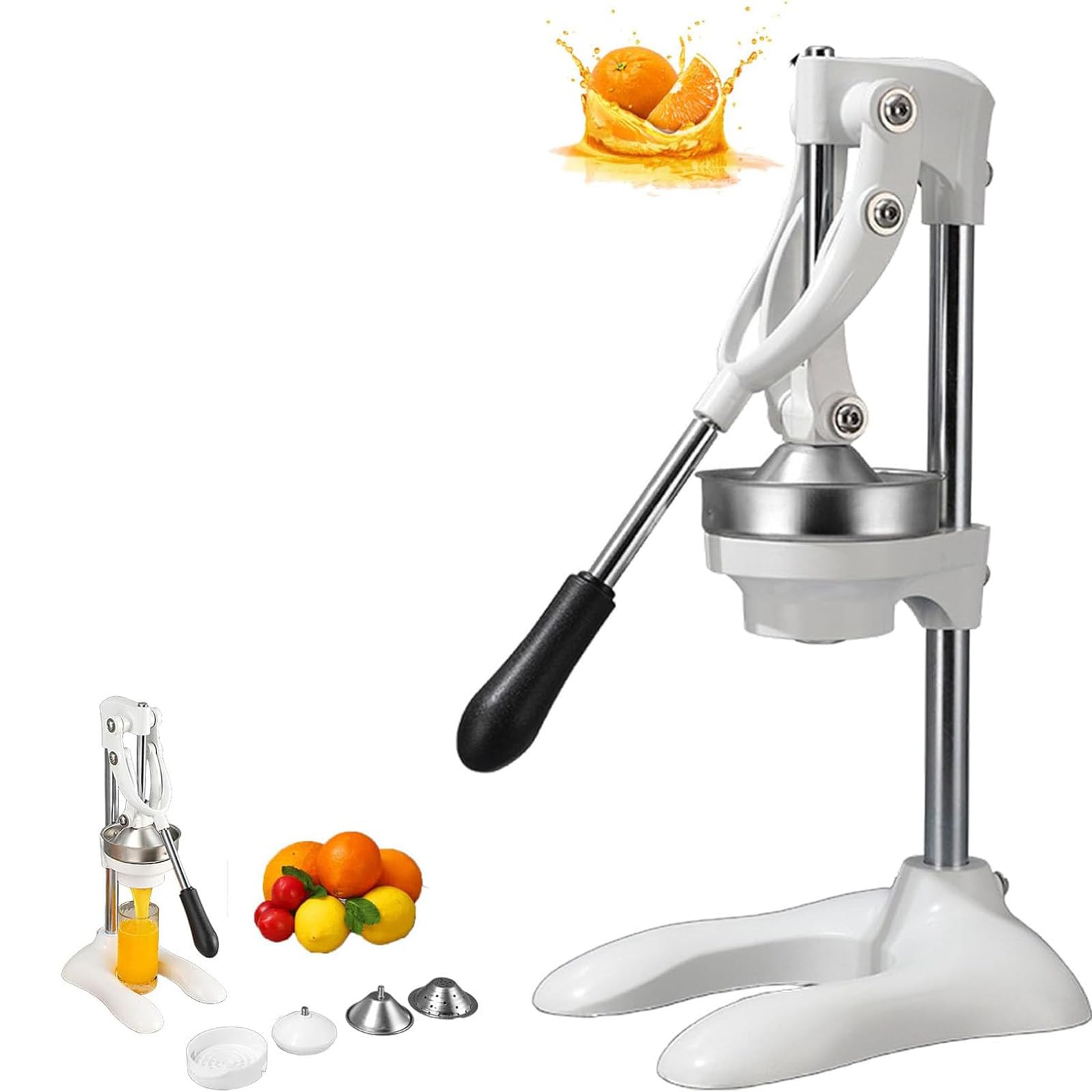 WIANQIAN Stainless Steel Manual Citrus Hand Juicer, Professional Manual Lemon Squeezer, Stainless Steel Orange Juice Squeezer, High Yield, No Peeling, For Fresh Lemon Pomegranate Lime White