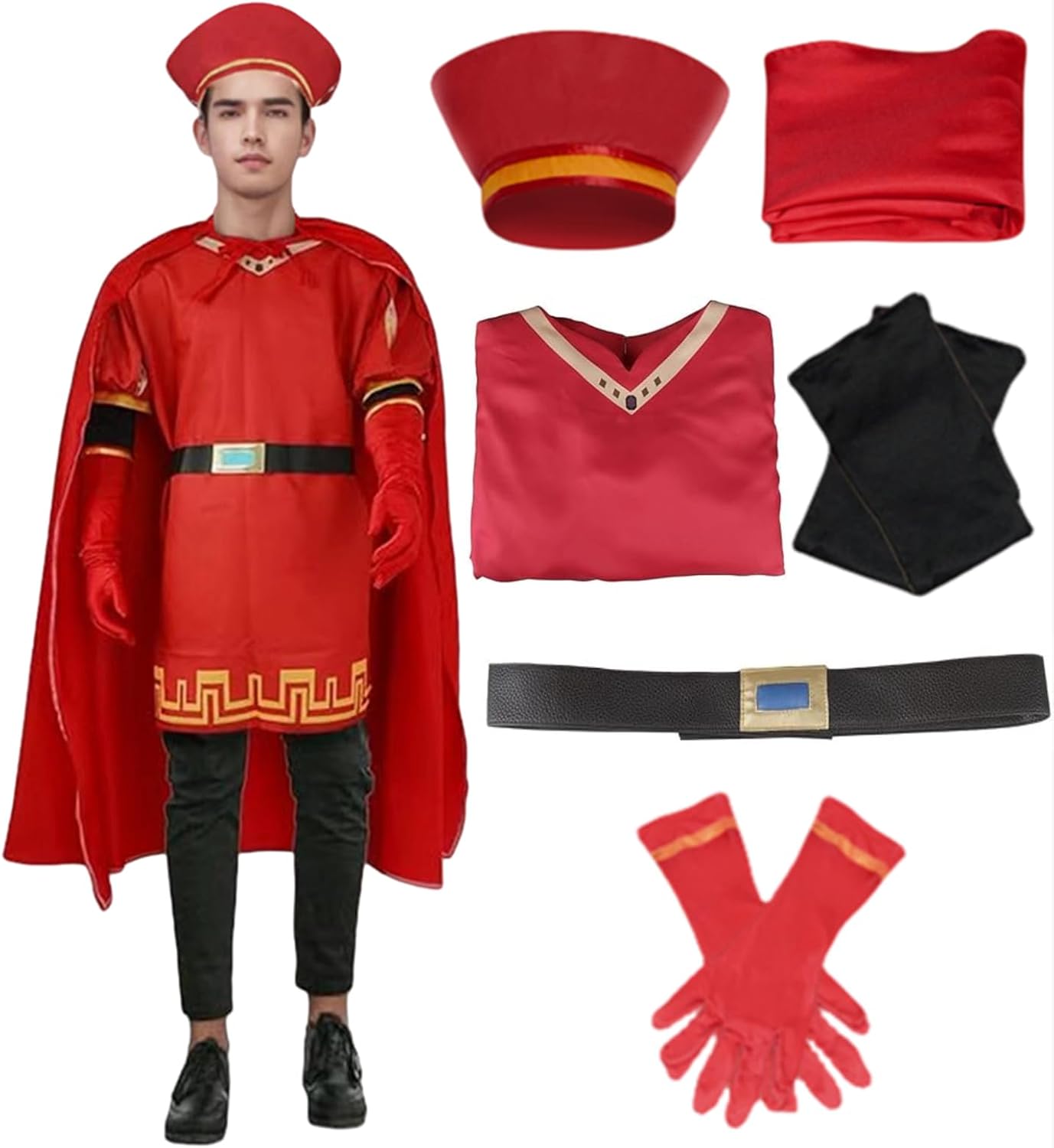 Anime Costume Halloween Red Cloak Top Costumes Robe Cape Clothes Full Set