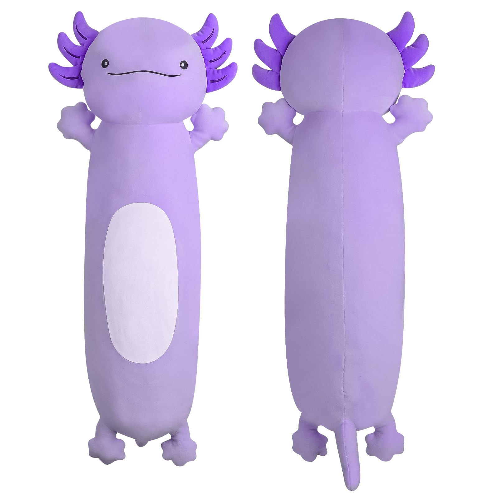 36 inch Cute Giant Purple Axolotl Plush Soft Body Pillow, Large Squishy Plushies Axolotl Stuffed Animals Toy, Gifts for Kids Boys Girls Birthday