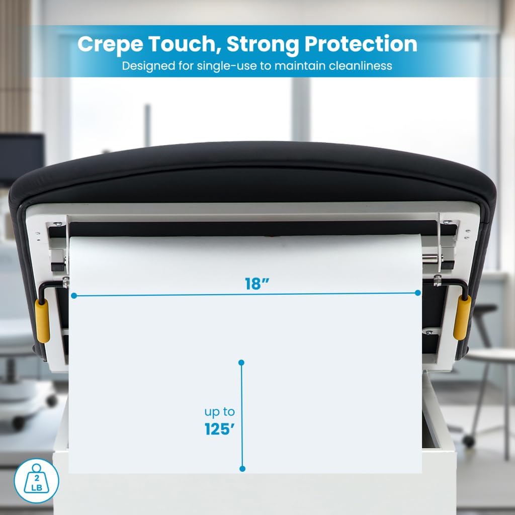VivaEssentials Crepe Medical Exam Table Paper, 18" x 125', Pack of 12 Rolls Massage Table Paper, Papel de Camilla