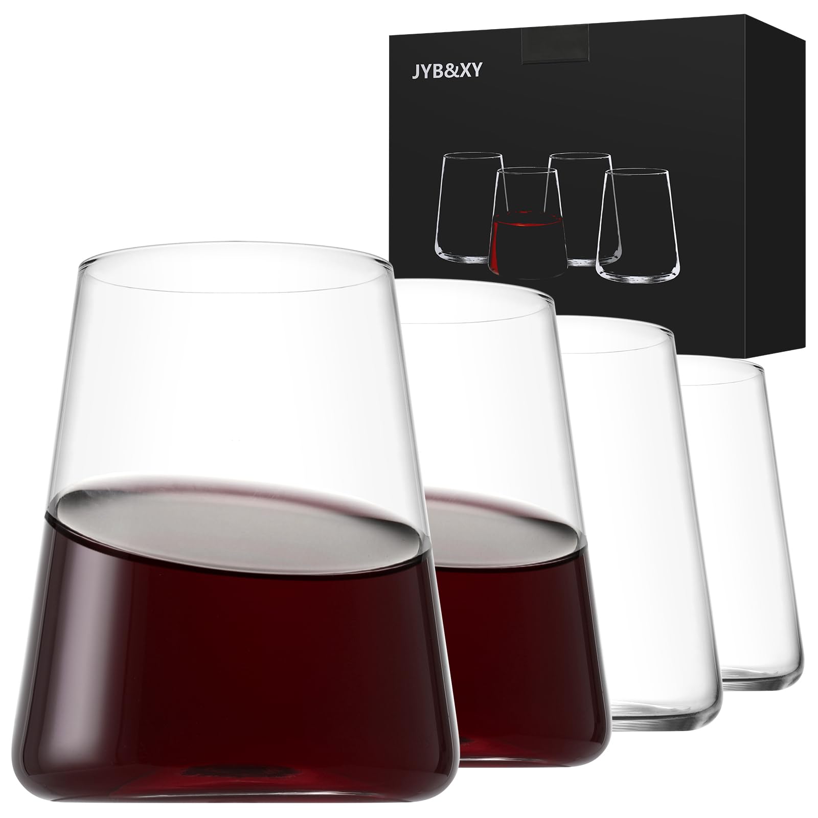 JYB&XY Juego de 4 copas de vino sin tallo
