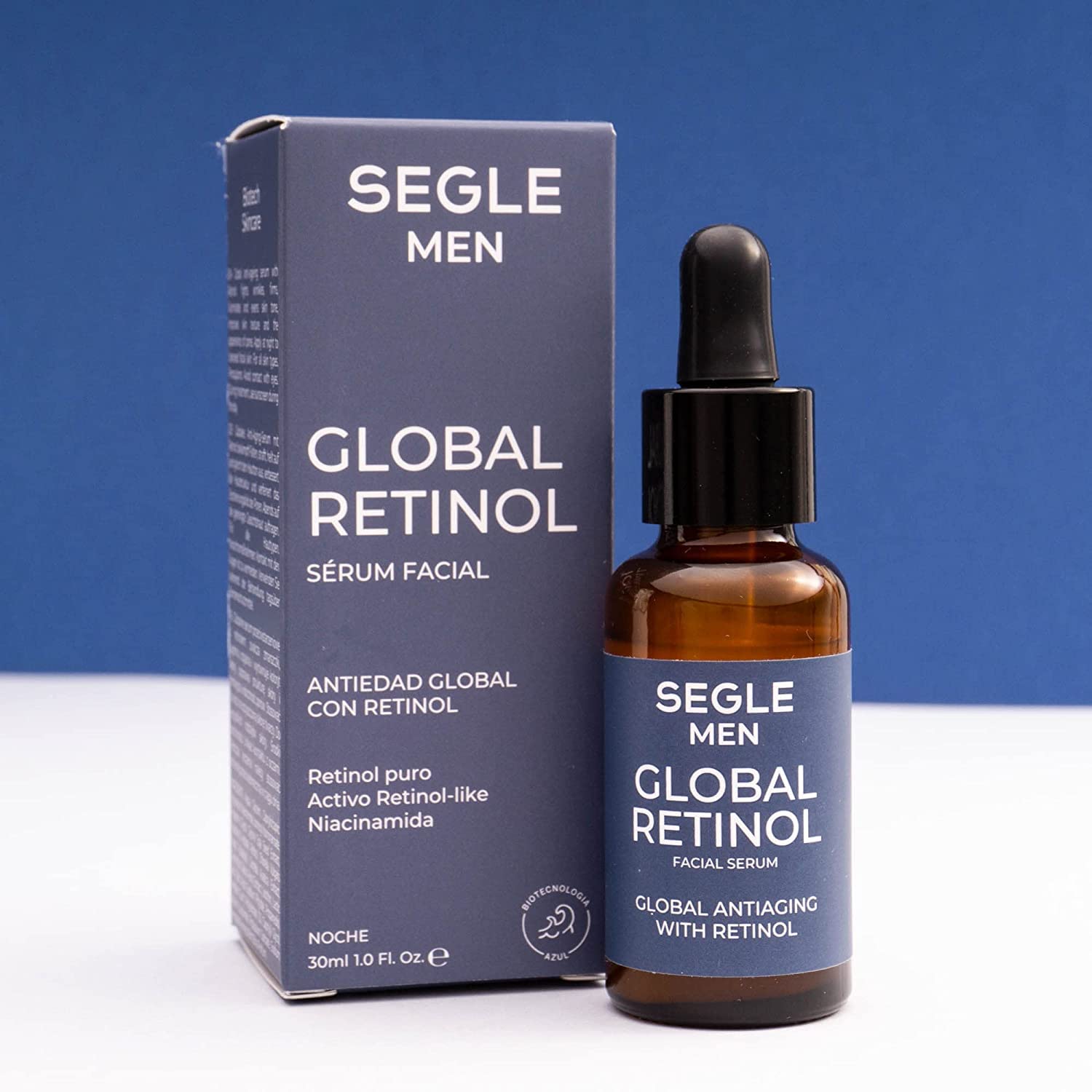Segle Clinical | Global Retinol Herren-Gesichtsserum | Anti-Falten-Serum mit reinem Retinol und Meeresretinol | Glättet Falten und glättet die Haut | 30 ml