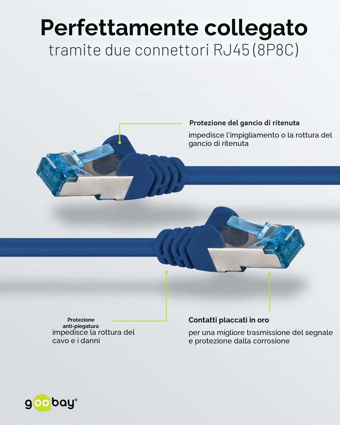 goobay 66039 - Cavo di rete CAT 6A in set da 10 cavi patch schermati S/FTP/CU, PiMF, LSZH/Cat 6a con 10 Gbit/blu/10 x 5 m