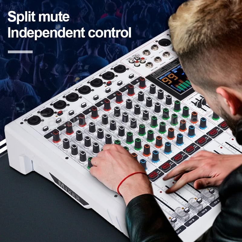 Mixer Digitale USB Bluetooth a 12 canali con 99 Tipi di Effetti di Riverbero for spettacoli di Nozze sul palco