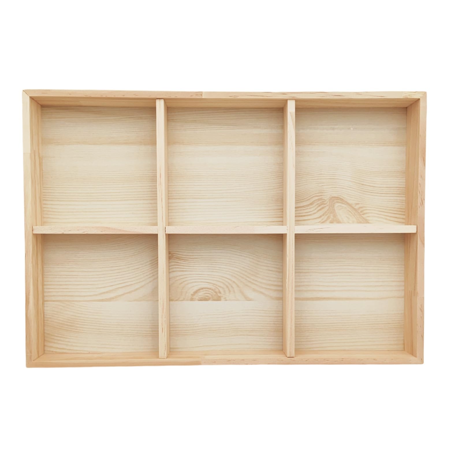 Anktily Unfinished Wooden Storage Divider Box, Showcase Display Box with 6 Compartments, Socks Organizer, Underwear Storage Case, Wood Display Tray for Jewellery, Collectibles โ image 1