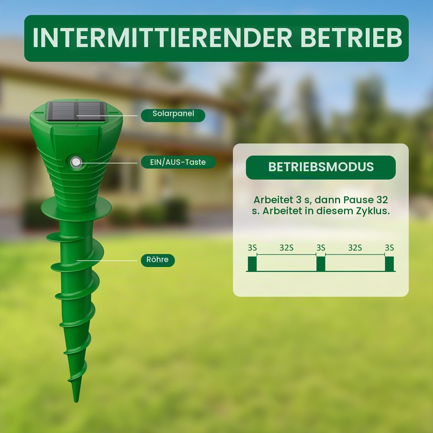 Maulwurf Vertreiber Solar mit KIWechselfrequenz, Maulwurfschreck &Wuhlmausschreck, Fluisterleise, IP65 wasserdicht, Effektive Maulwurf Abwehr Geg Maulwurfe und Wuhlmause, 4er Set
