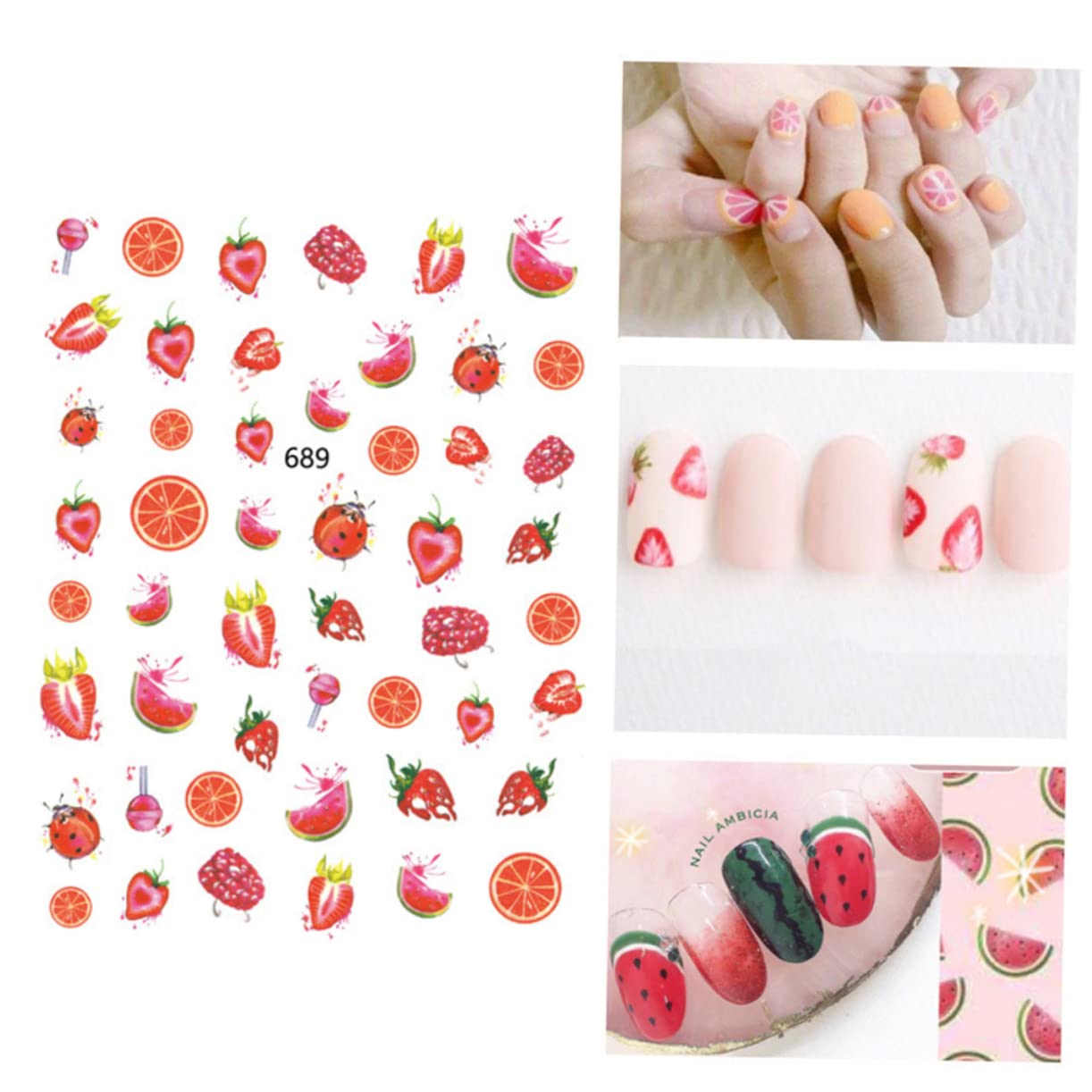 minkissy 36 Hojas De Pegatinas De Uñas De Frutas Para Uñas Acrílicas Pegatinas Impermeables 3D Pegatinas De Frutas Uñas Autoadhesivas Punta De Uñas Manicura Arte Pegatinas Niños Decoración