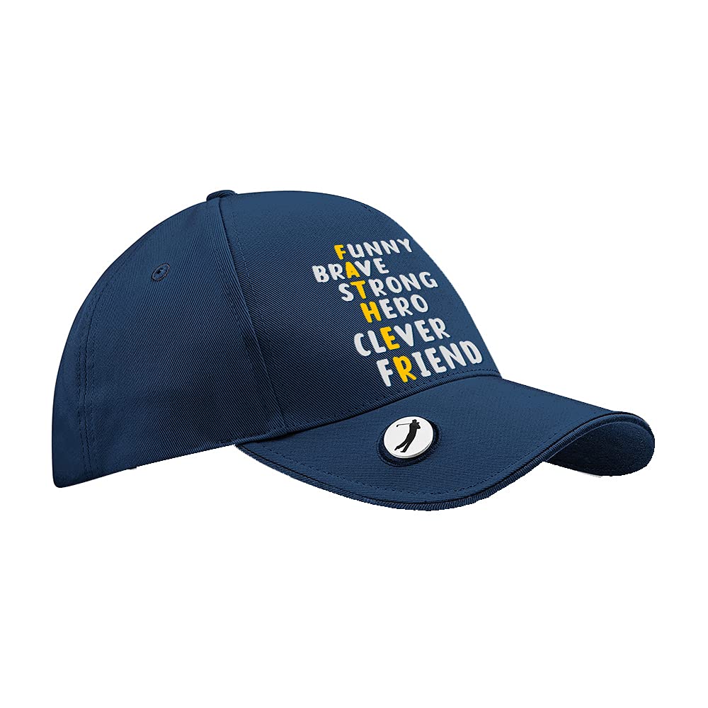 Getagift Men's French Navy Father’s Day Present Funny Brave Strong Hero Clever Friend Gift For Dad, Daddy, Papa, Grandfather, Uncle, Stepdad, Godfather Pro-Style Ball Mark Golf, Sports Cap. (French Navy)