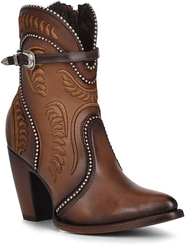 Cuadra Women's Bootie in Bovine Leather with Embroidery and Zipper - Image 3