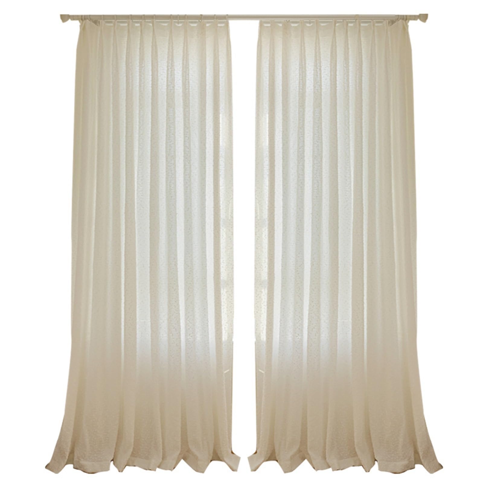 Rideau Transparent Occultant, 102x138cm Couleur Unie avec Pompon Rideau Transparent pour filtrage de la lumière du Salon en Fil, Blanc