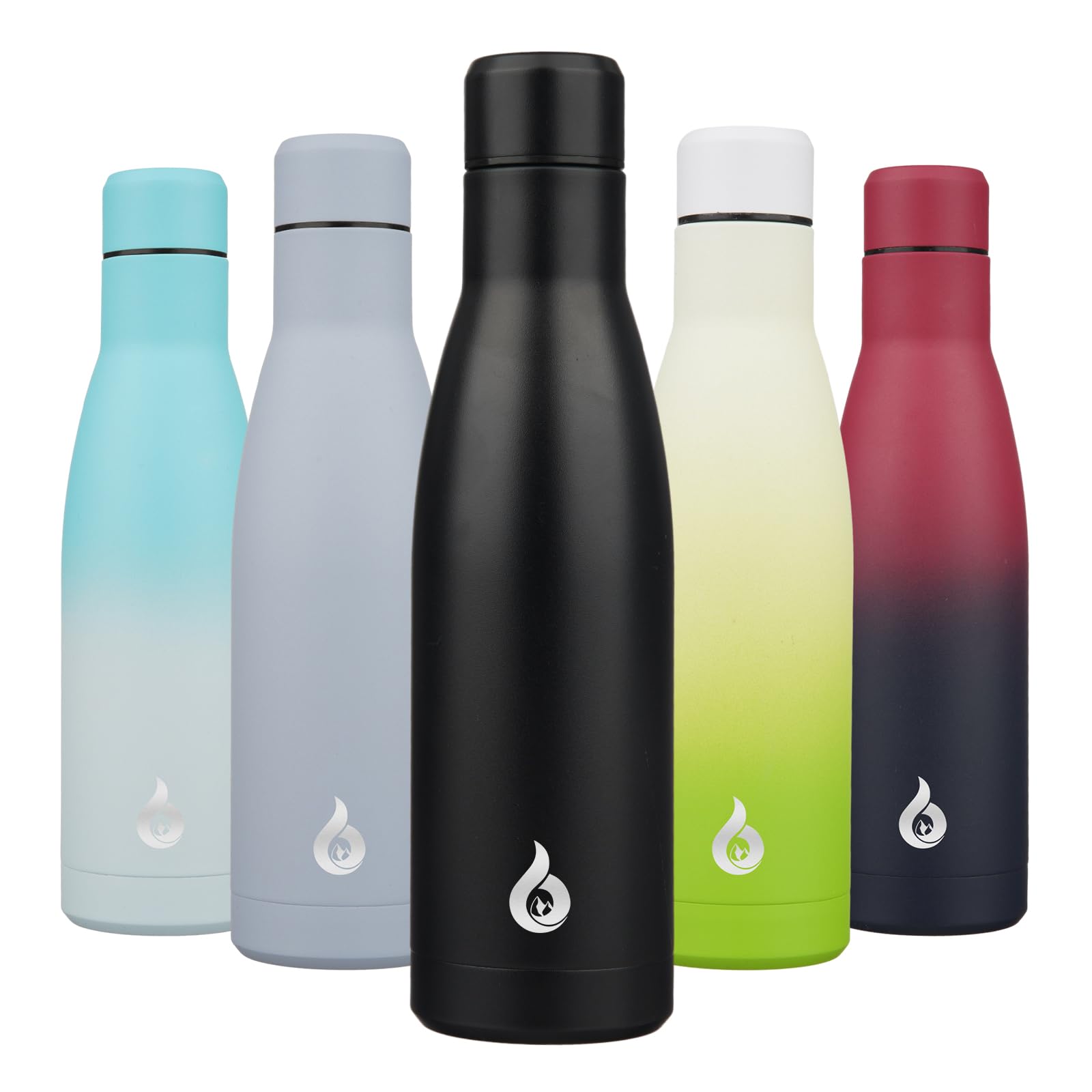 BJPKPK Insulated Water Bottle 17oz Stainless Steel Water Bottles Dishwasher Safe Metal Thermal Keep Cold and Hot,Midnight Black