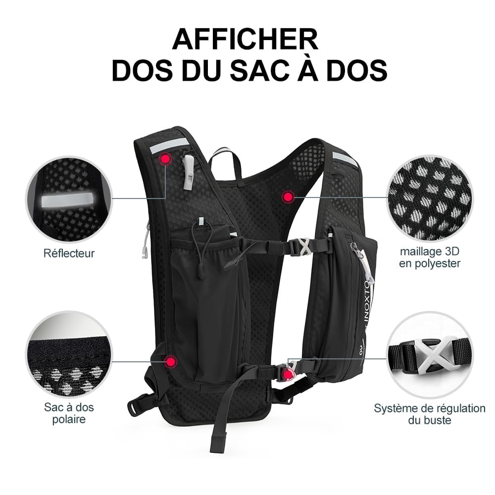 INOXTO Sac d'hydratation léger 5L Randonnée Marathon Cycliste Alpinisme