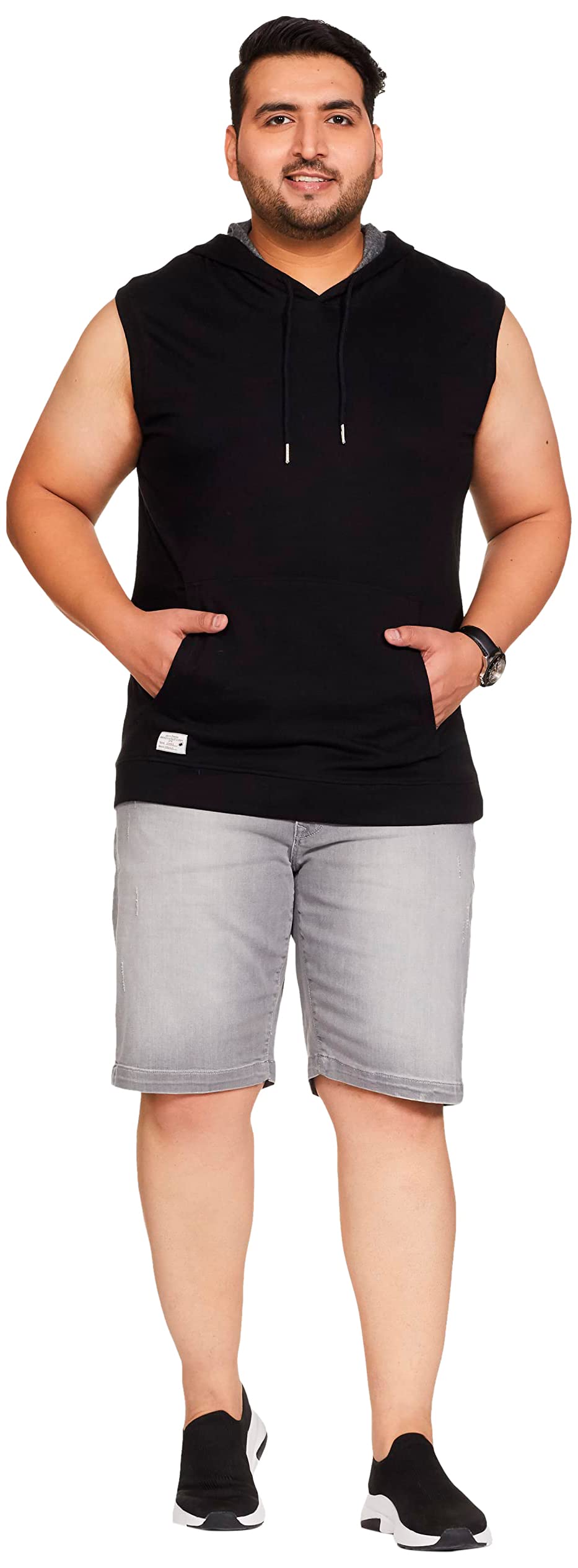 Deniklo Men's Solid Regular fit Sleeveless hoodie