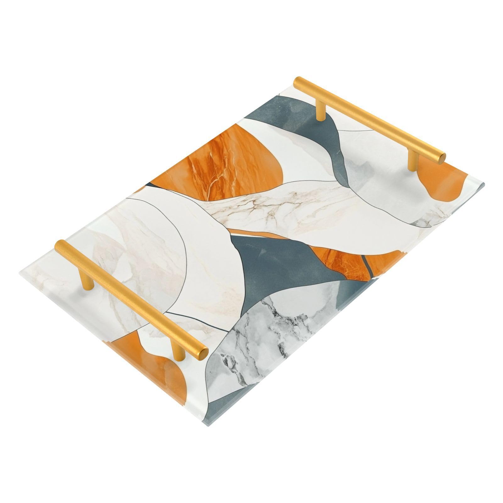 Marble Stones Simple Minimalist Decorative Lunch Tray with Handles Breakfast Serving Tray for Jewelry Perfume for Couch Serving bandeja desayunos sorpresa para cumpleanos