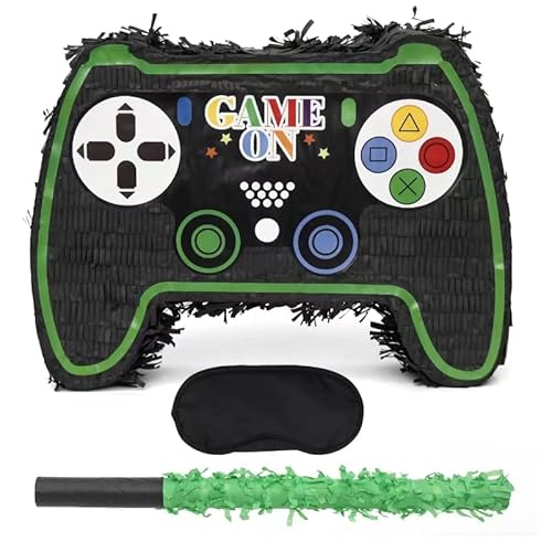 Birchio Video Game Controller Pinatas Bundle with a Blindfold and a Bat(16.5 x 12 x 3.5 Inches), Perfect for kid's Birthday Parties, Gaming Theme Parties for Boys, Decorations