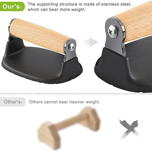 Miniatura 3 de Dolibest Barras de empuje de madera con asas de empuje para equipo de entrenamiento de fuerza, ejercicio de entrenamiento de suelo (2 unidades)