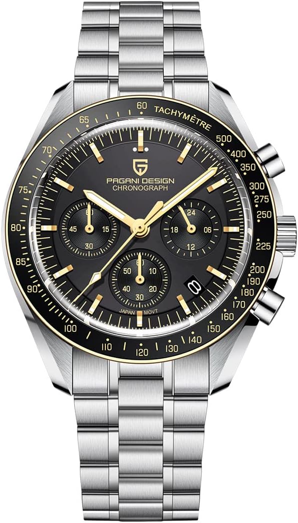 Pagani Design 1701 V3 Men's Chronograph Quartz Dial 40mm VK63 Movement Stainless Steel Mirror Sapphire Watch 100 Metre Water Resistant Sports Watch