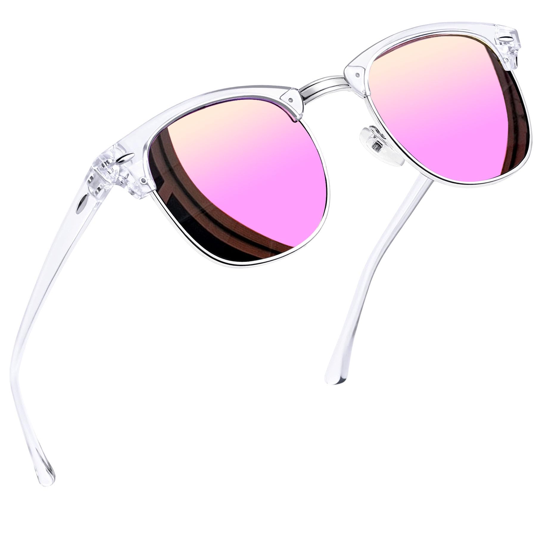 Joopin Vintage Sunglasses Half Frame Sun Glasses Polarized UV Protection Browline Shades for Women Men