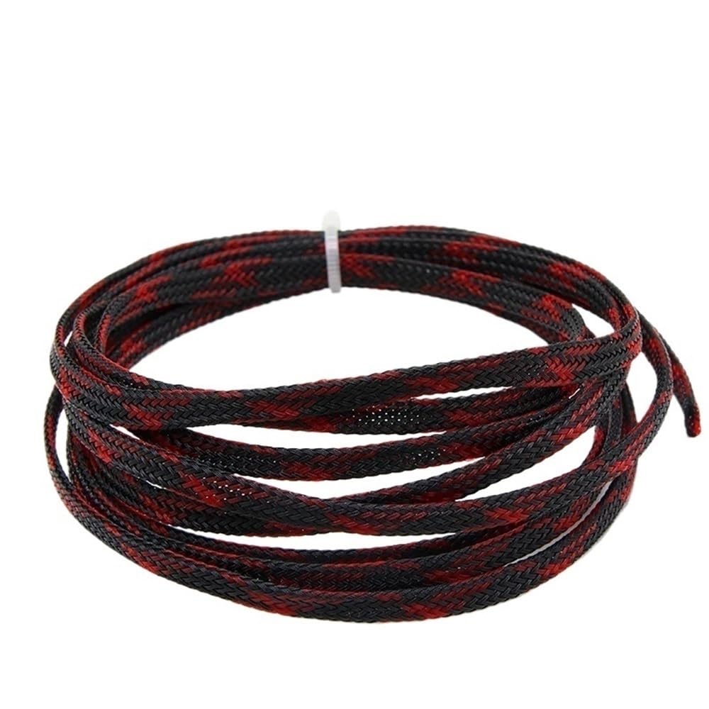 Manguito Trenzado for arnés de Cables, Longitud 3/5/10 m, prensaestopas de Pet Ajustado, Funda Protectora de Alta Densidad, 1 Unidad(Black Red,30MMx10 Meters)
