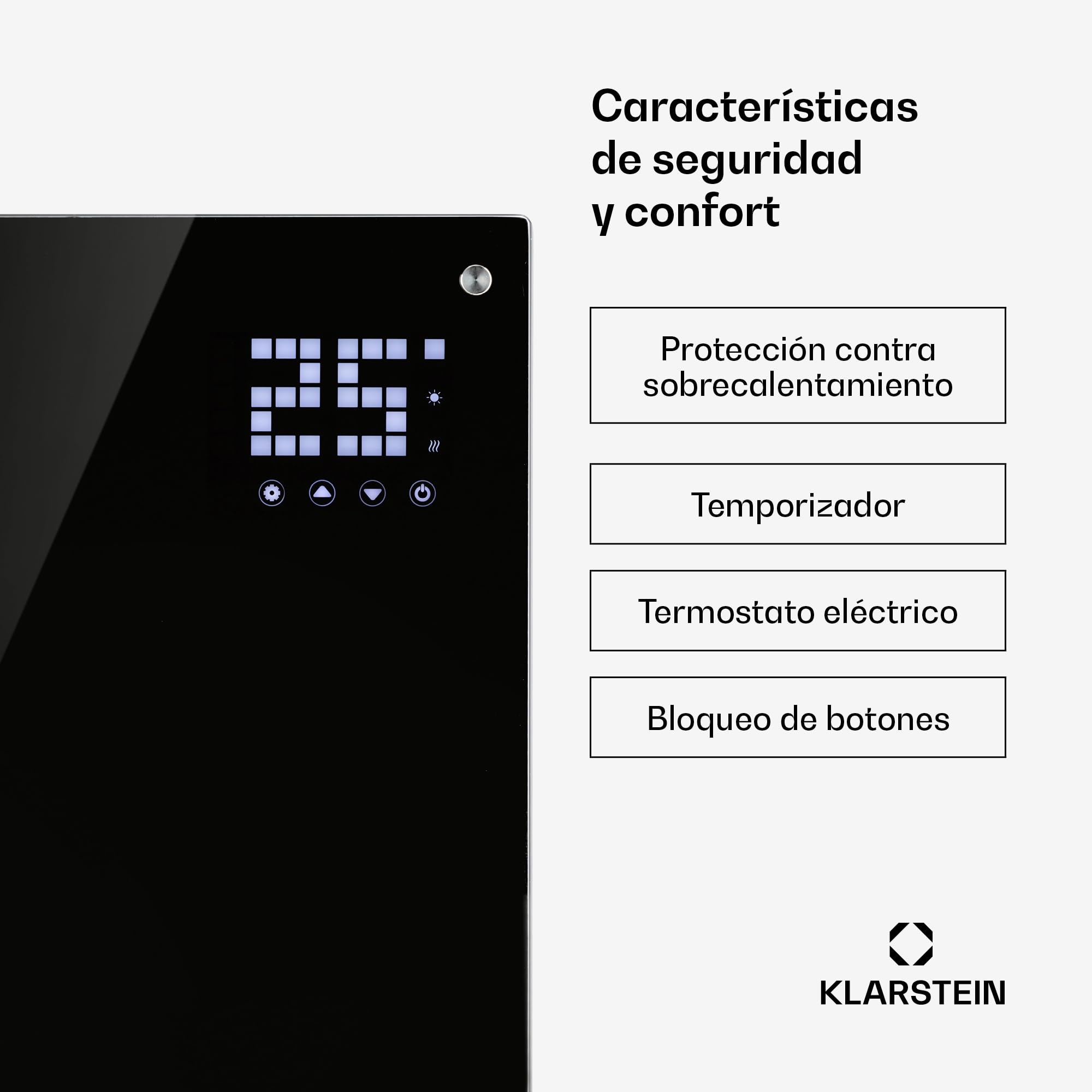 Klarstein Radiadores Bajo Consumo Electricos para Casa, Estufa Electrica de 2000W con Ruedas, Radiador Electrico Silencioso, Portátil y Delgado, Estufas con Panel para Pared, Pantalla y Termostato