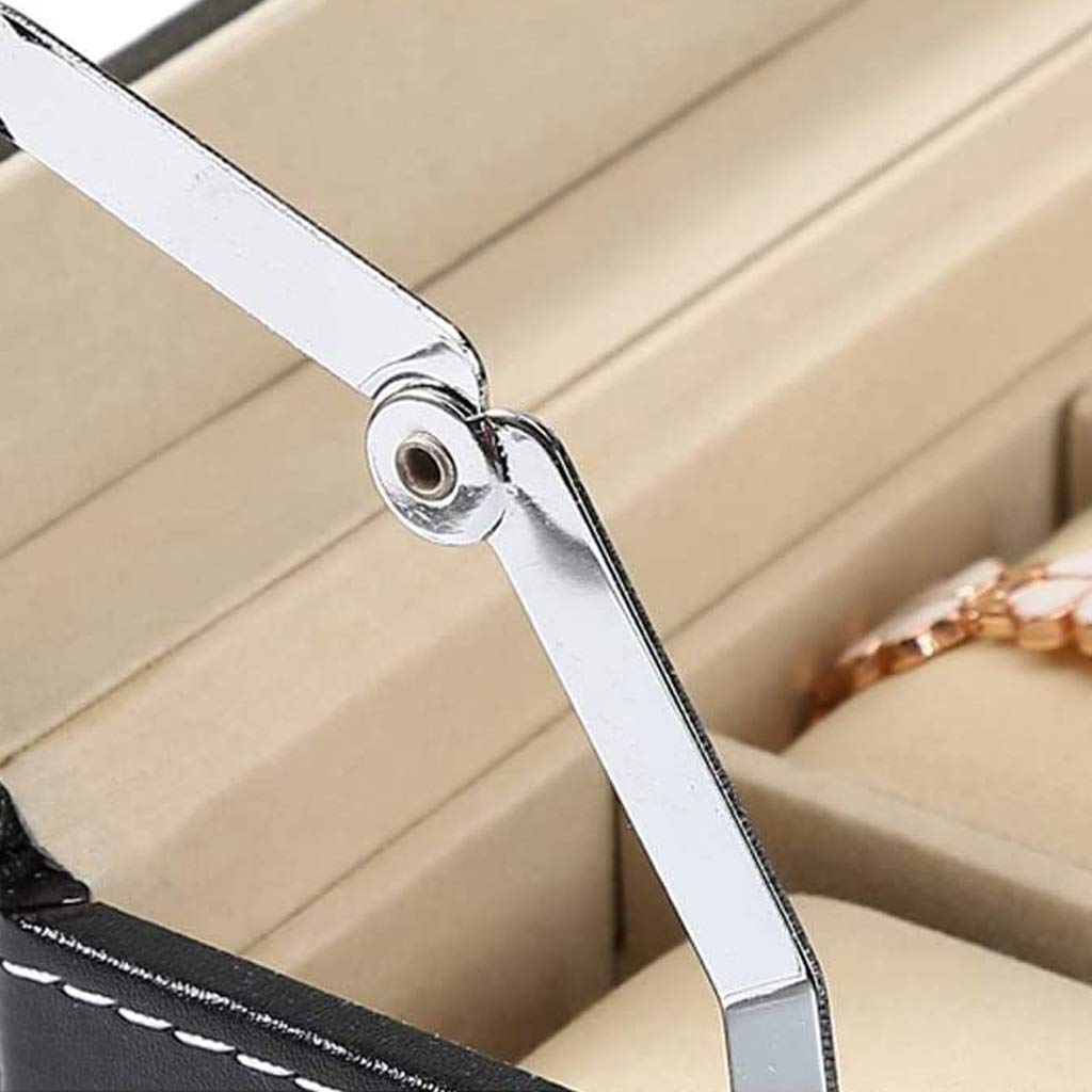 Caja de reloj de piel sintética para hombre con tapa de cristal