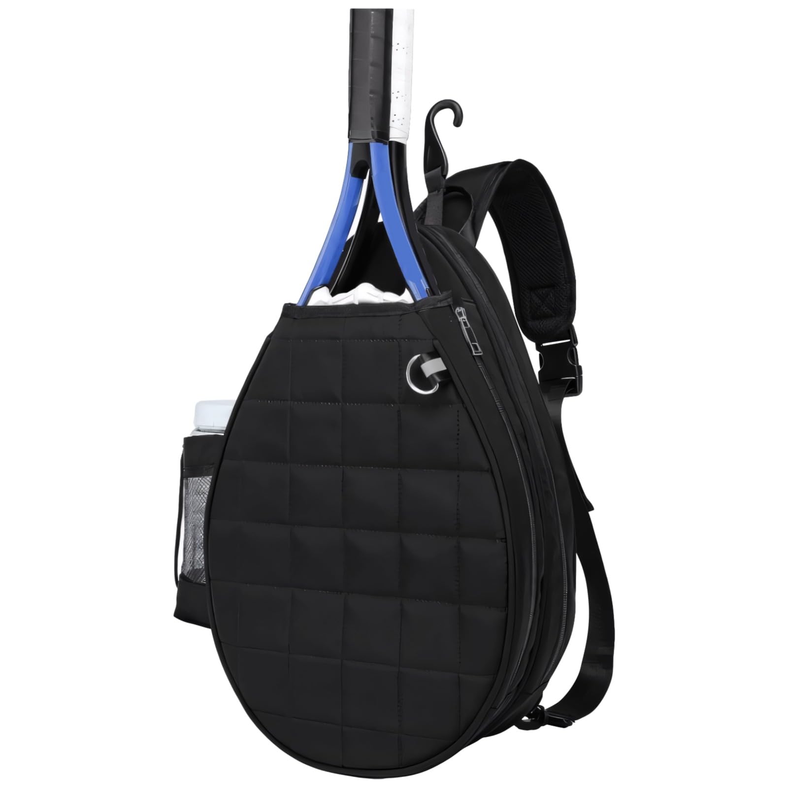 Packool Tennis Backpack for Women, Polyester Pickleball Sling Bag, Adjustable Straps, Hidden Fence Hook, Waterproof Tennis Bag, Large Main Compartment, Ideal for Gym and Court, 11.5×4.8×17.8"