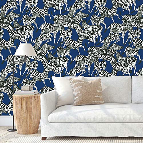 RoomMates Waverly Herd Together Peel and Stick Wallpaper, Blue, White, 45 x 574 cm - Image 3