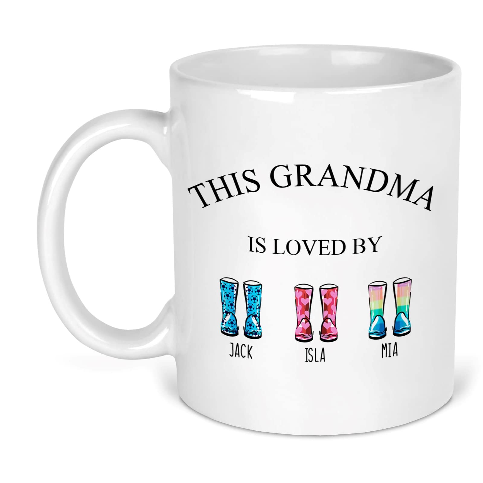 Personalised Grandma, Nan, Nanny, Any Name Mug is Loved by with Any Name and Boot Choices Custom Gift 11oz