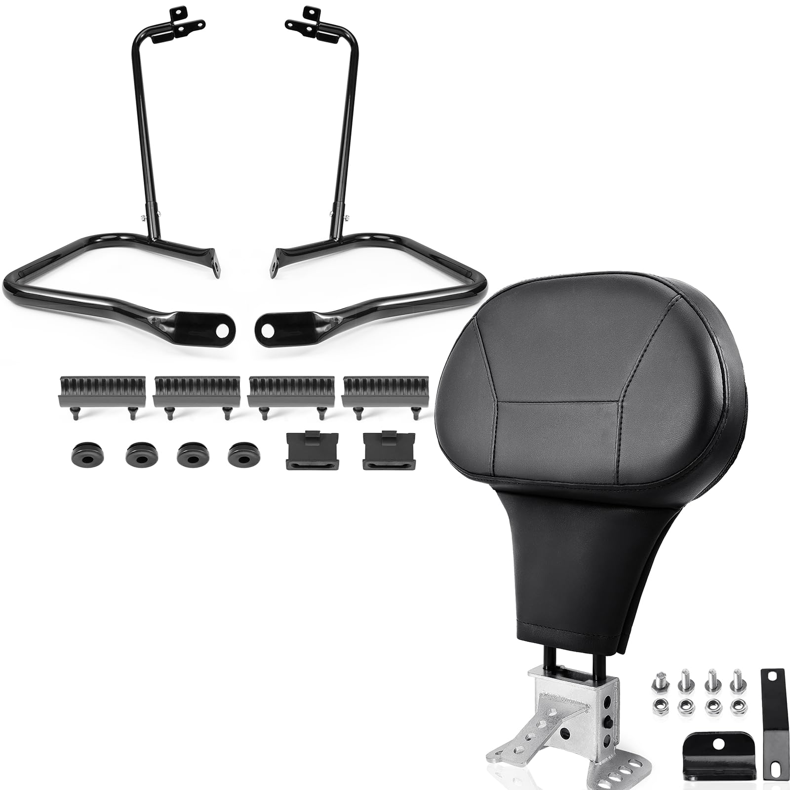 kekykm 2014-Later Touring Saddlebag Guard Kit W/Detachable Driver Rider Backrest for Harley Touring Street Glide Road Glide Road King Electra Glide